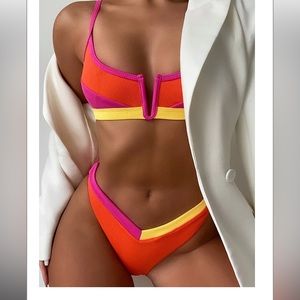 Shein 90s retro color block bikini size medium